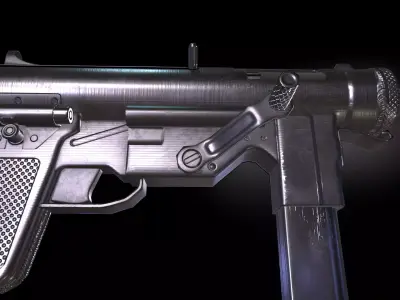 M3 Grease Submachine Gun Low-poly 3D model