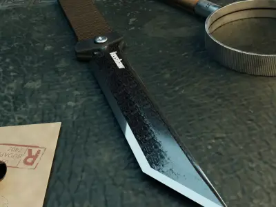 Kurshaw Dune Tanto Tactical Knife Low-poly 3D model