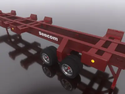 Trailer Container Port Low Poly RIG Low-poly 3D model