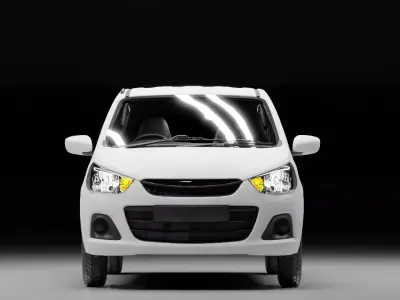 Low Poly Compact Hatchback Car 3D Model Rigged Car Interior  3D model