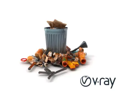 Overflowing Eco-Bin and Recyclable Waste model pack Low-poly 3D model