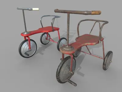 Retro bike Low-poly 3D model