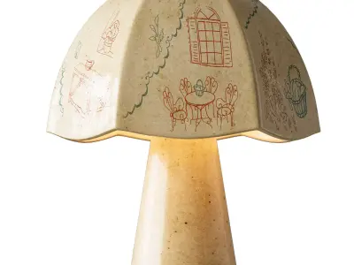 Zara Home ceramic table lamp with hand-painted motif 3D model
