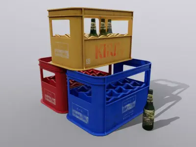 Beer crates and bottles 3D model