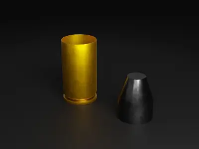 9x18mm police ammo casing and bullet Low-poly 3D model Low-poly 3D model