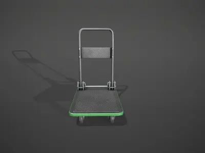 Folding Platform Truck - Trolley - Green Accents Low-poly 3D model