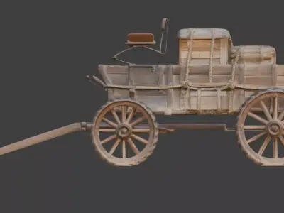 Frontier-Style Wasteland Wagon  Low-poly 3D model