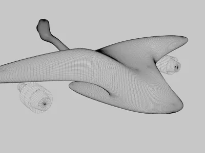 Futuristic Seaplane Exterior Design Low-poly 3D model