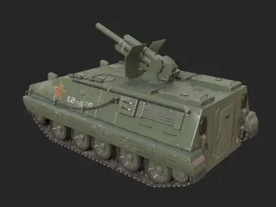 4 coatings of PLA Army PLZ70 122mm self-propelled howitzer Low-poly 3D model