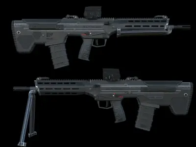 Modular Bullpup Rifle-Squad Automatic Weapon Variant Low-poly 3D model