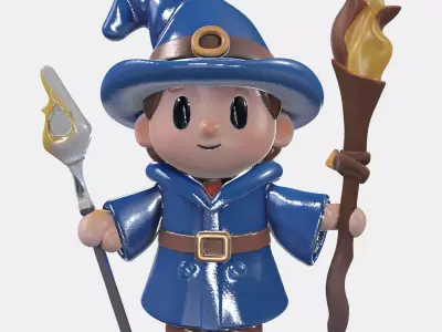 Cartoony Mage Free low-poly 3D model