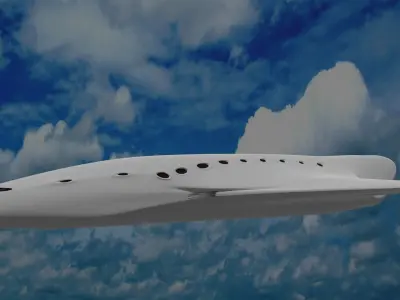 Airplane flying in sky with clouds 3D model