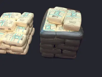 Concrete and Garbage Bags Low-poly 3D model