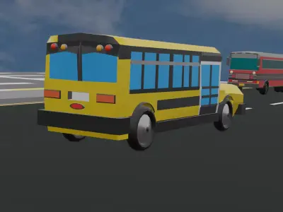 stylized low poly school bus Low-poly 3D model