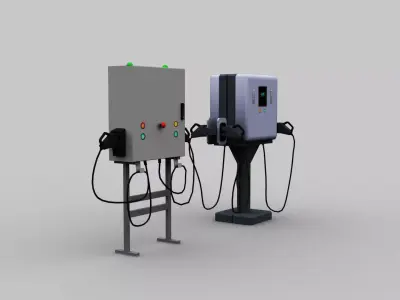 Electric Vehicle Chargers pack 2 Low-poly 3D model