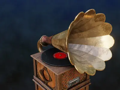 Rustic Series Old Gramophone Low-poly 3D model
