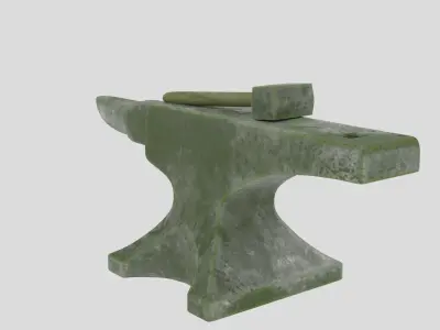Old anvil and Hammer Free low-poly 3D model