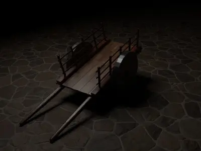 Wooden Cart 3D model 2