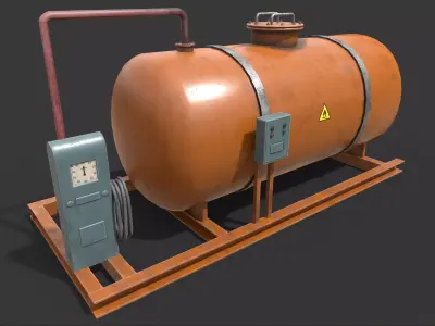 Low-poly 3D model of a gas station Low-poly 3D model