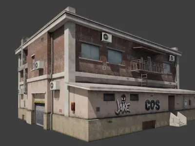 Building industrial City Work Street Low-poly 3D model Low-poly 3D model
