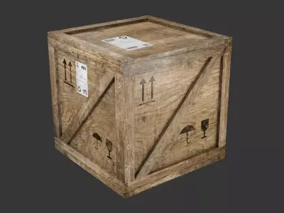 wooden crate PBR 4K Low-poly 3D model