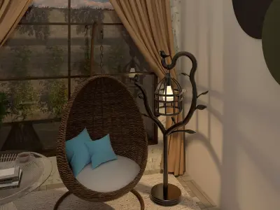Cage Lamp Design Floor Lamp 3D Model OBJ FBX SKP MTL 3D model