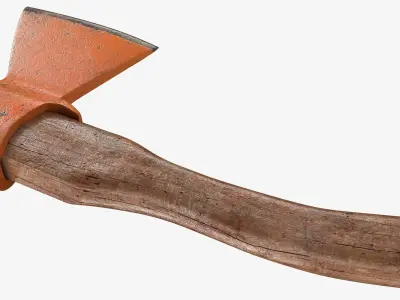 Old axe with wooden handle 3D model