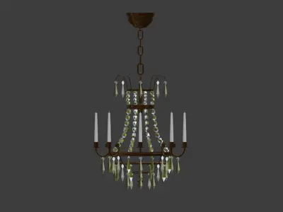 CHANDELIER gold and crystal 3D model