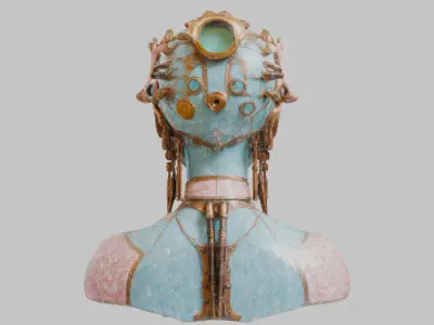 Bust Statue Low-poly 3D model