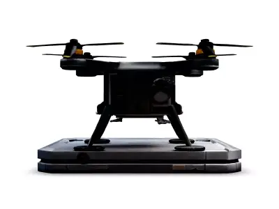 SciFi Cargo Drone with Landing Pad Low-poly 3D model