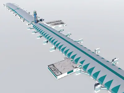 Dubai international airport terminal 3 Low-poly 3D model
