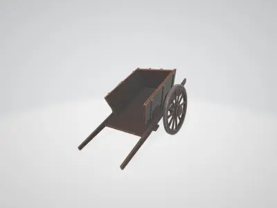 Stylized Wooden Cart Low-poly 3D model