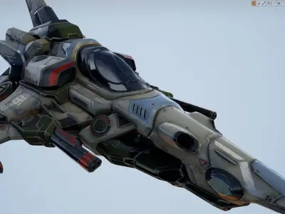 Interceptor Spaceship - game model  Low-poly 3D model