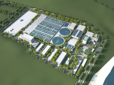 Wastewater treatment filtration plant 3D model purchase