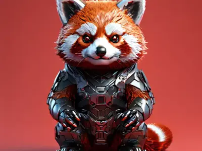 Scifi Armored Red Panda 3D Model Low-poly 3D model