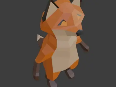 Low Poly Fox polygonal Low-poly 3D model