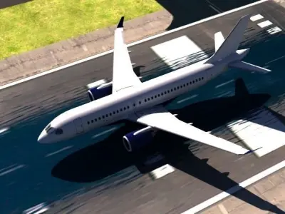 Airplane flies in sky Low-poly 3D model