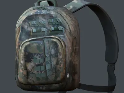 Backpack Camping Generic military human bag storqge baggage Low-poly 3D model 9