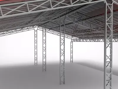 Industrial Metal Hangar 3D model 5