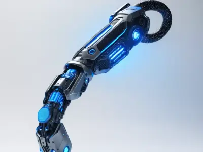 Futuristic Cybernetic Arm Blue Nodes 3D model