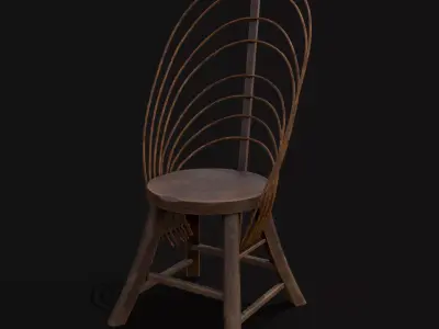Rustic High Back Bent Stick Chair Low-poly 3D model