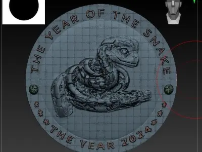 Snake Futuristic Coin 3D model