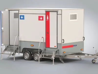 Portable WC Trailer-VIP Low-poly 3D model