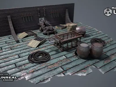 Vessel cannon 3D model Low-poly 3D model