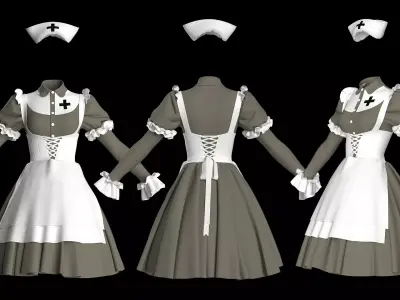 5 Battlefront Nurse Uniform Pack 3D model