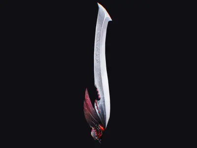 Sword Magical Cutting Fantasy Melee Dagger Iron Blade Saber Low-poly 3D model 2