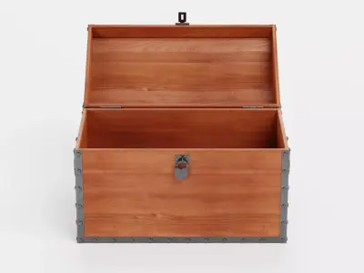 Chest - Vintage Wooden Treasure Trunk Rigged 3D model