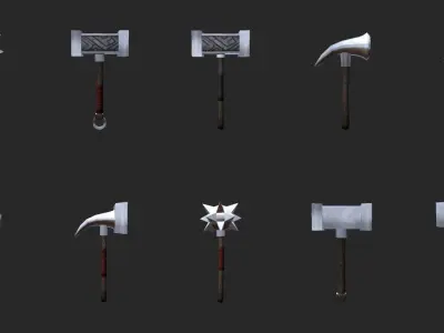 Simple Maces Low-poly 3D model