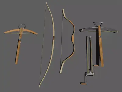 Medieval Bows and Crossbows 3D Model Collection