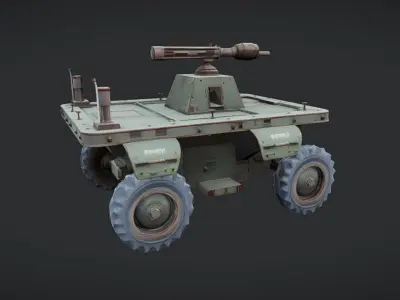 Military armored vehicle with mounted gun 3D model